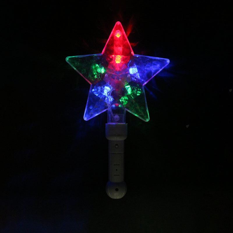 Multi color LED Star Light Up Magic Wand With Handle For 4th Of July