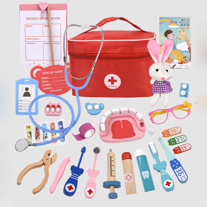 Children Pretend Doctor Toy Set Durable Nurse Injection Tool Wooden Simulation