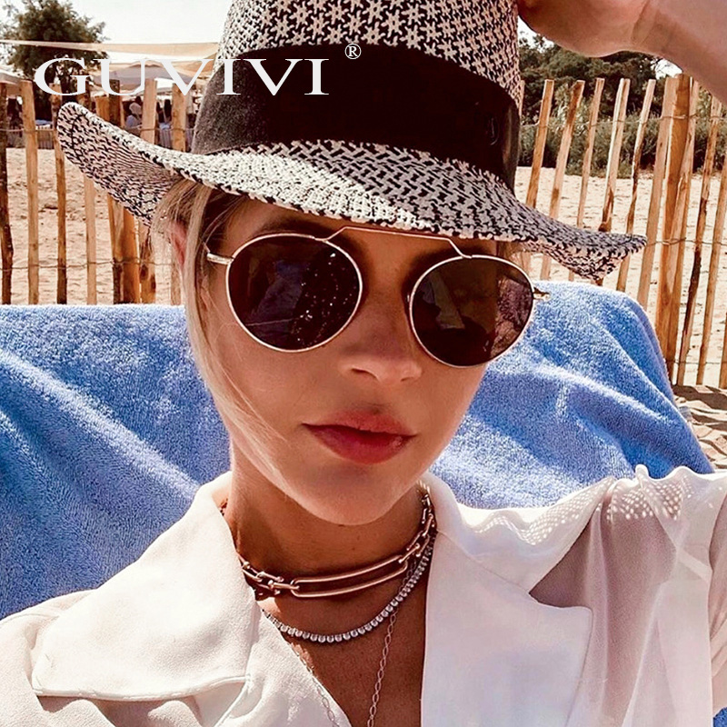 GUVIVI круглые металлические солнцезащитные очки океанские солнцезащитные очки унисекс солнцезащитные очки 2019