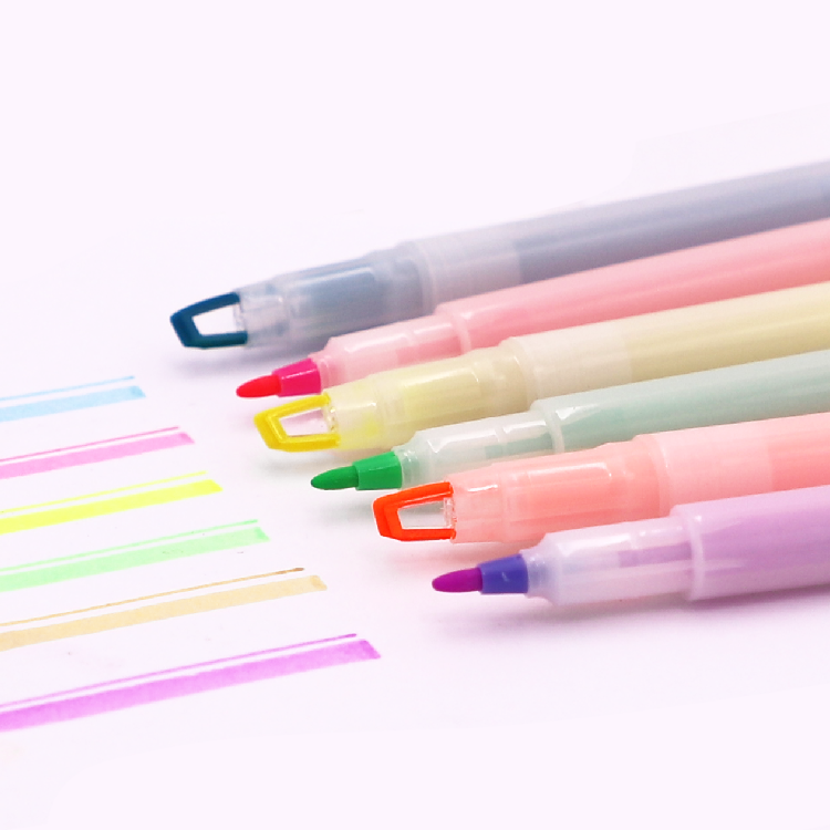 Non toxic double heads pen and 6colors highlighter pen set