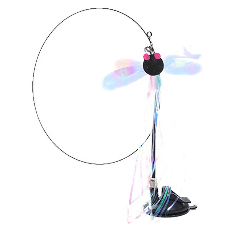 New Design Cat Toys Long Pole Replacement Head Cat Teaser with Sucker Feather Bell Cat Stick Toy