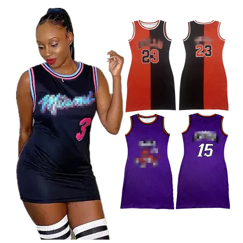 Новинка 2021, модные сексуальные облегающие Повседневные платья мини для девочек в спортивном стиле, баскетбольное трикотажное платье для женщин