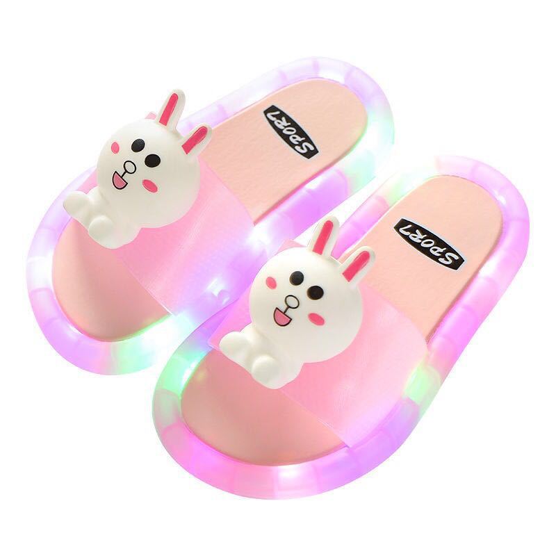 2021 Wholesale Popular Cute Cartoon Comfortable Flat Kids Slide Slippers Sandals With Led Lights