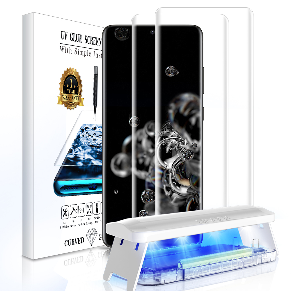 Защитная пленка для экрана 2 шт. для Samsung Galaxy S21 ультра 5G 6,9-автофара изогнутой формы для УФ-Клей закаленное стекло бесплатная большая УФ-лампа & эксклюзивные инструменты