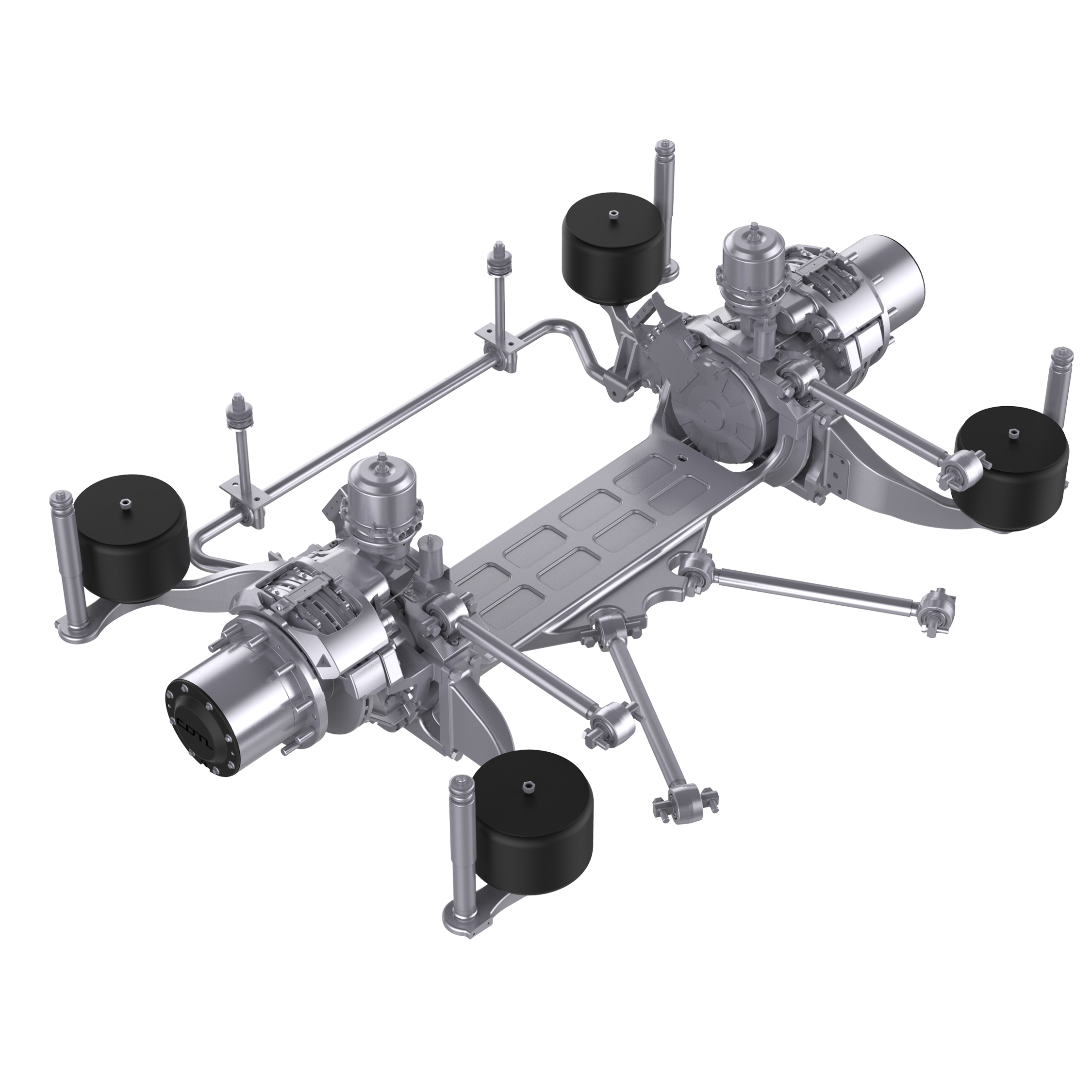 Electric powertrain electric motor axle for airport shuttle buses