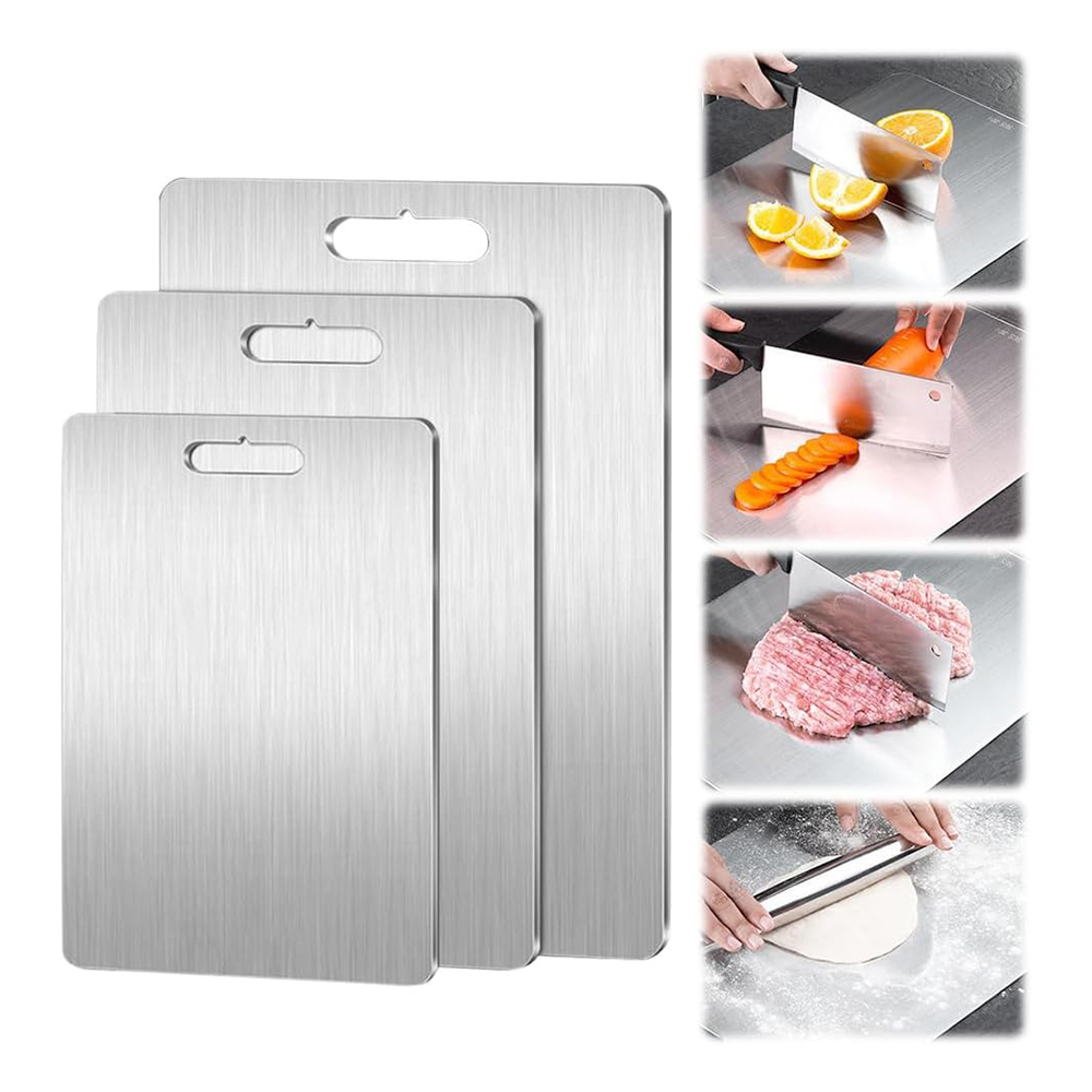 New Arrival Kitchen Gadget 304 Stainless Steel Metal Chopping Board Titanium Double Sides Cutting Board For Kitchen