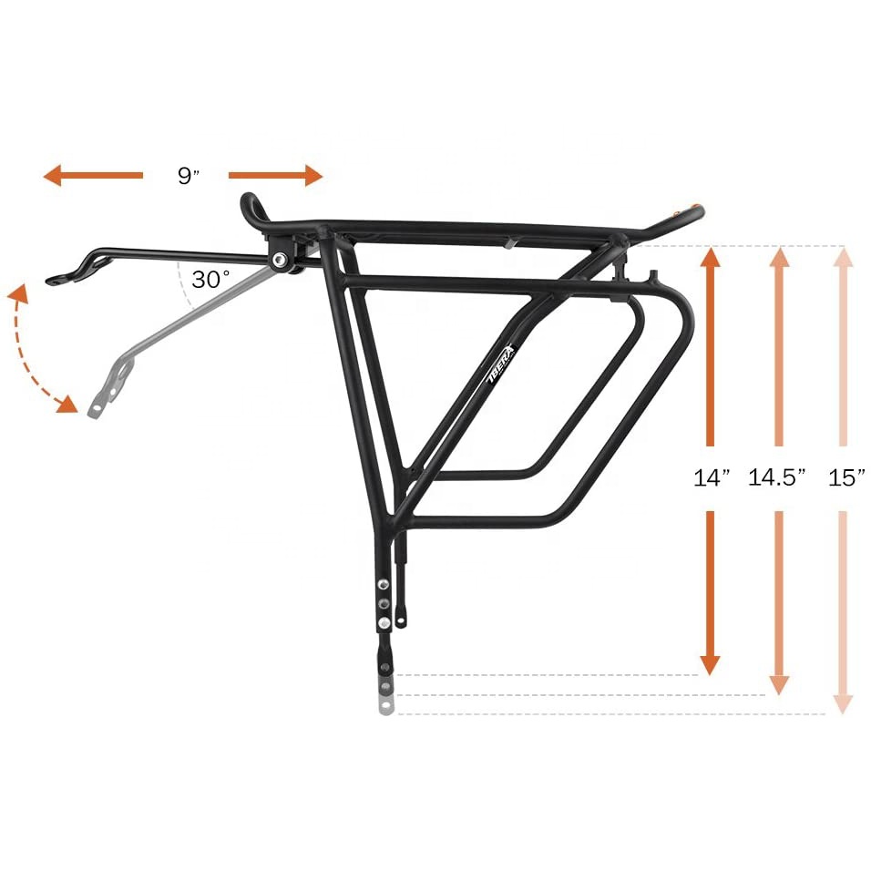 Plus+ for Disc Brake Mount, Frame-Mounted for Heavier Top & Side Loads, Height Adjustable Bicycle Rack