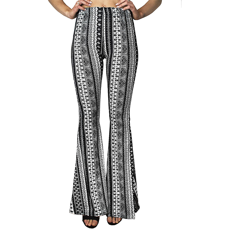 High Waist Print Flare Leggings Summer Vintage Flare Pants 2020 Women Fashion Sexy Bodycon Trousers Casual Bell Bottom Leggings