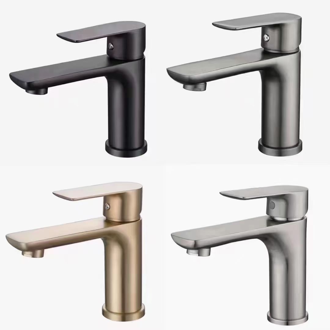 HPSUS304 Stainless Steel Bathroom Faucet one Hole Mixer Tap Deck Mount Black Tap Single Handle Lavatory Basin Vanity Sink Faucet