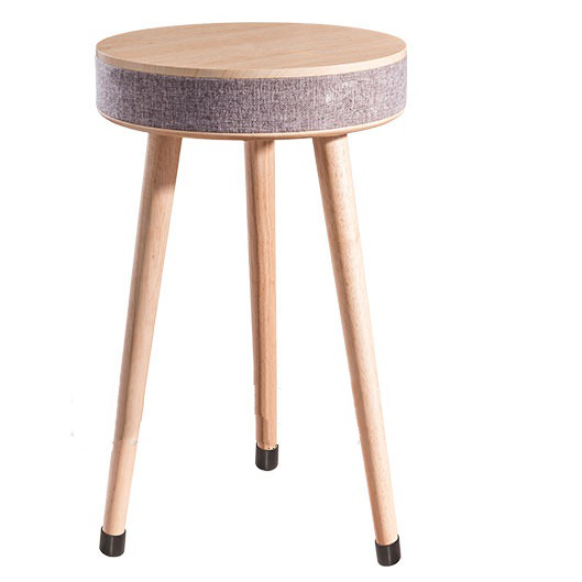 Multifunction Round Modern Bluetooth Wood Speaker Stand Smart Table with Dual USB Ports