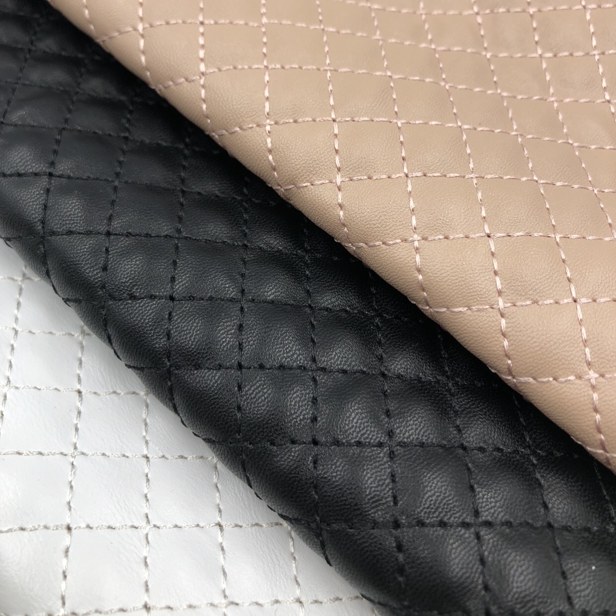 2021 high quality handbag shoe artificial PU material diamond quilted synthetic leather