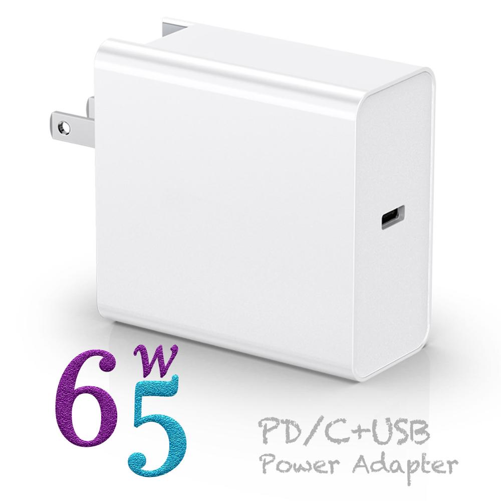 PD 65 Вт USB-C 2019 Лучшие продажи 5 В/9 В/12 В/15V 5.6A быстрое зарядное устройство адаптер для путешествий Быстрый зарядный Дата-кабель с разъемом USB типа C настенное зарядное устройство для сотового телефона
