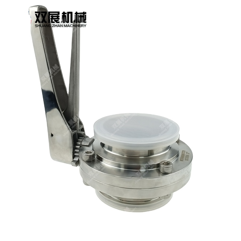 76mm SS304 Squeeze Trigger Handle Silicone or EPDM Seat Dry Hopper 3" Tri Clamp Butterfly Valve