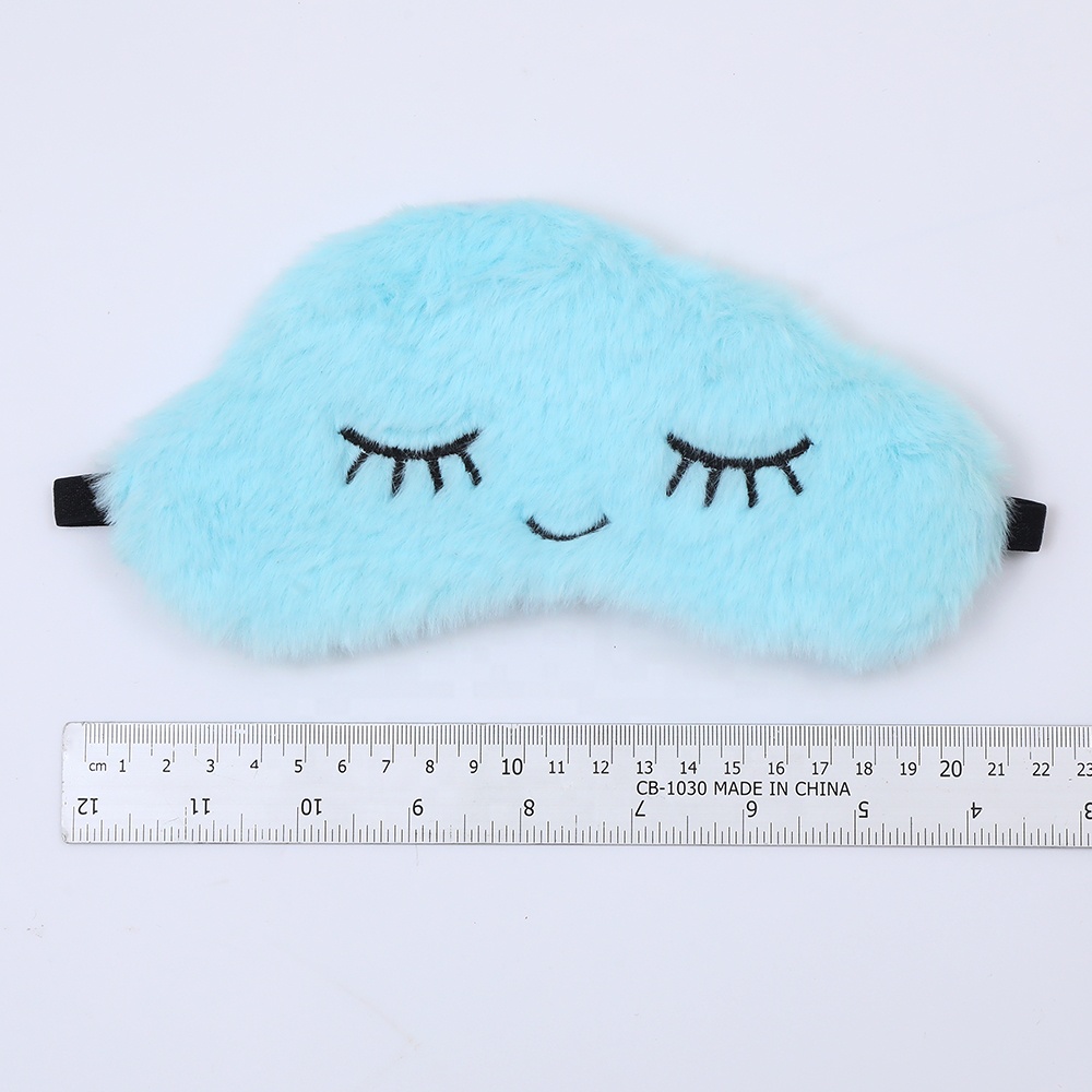 Cartoon Cute Plush Blindfold Travel Sleep Eye Mask With Embroidered Eyelashes Cloud Shape For Sleeping