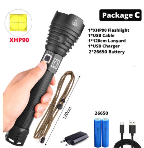 3000 люмен xhp90 самый мощный XHP90 светодиодный фонарик лампа Zoom фонарь XHP70 USB перезаряжаемая водонепроницаемая лампа 18650 26650 батарея