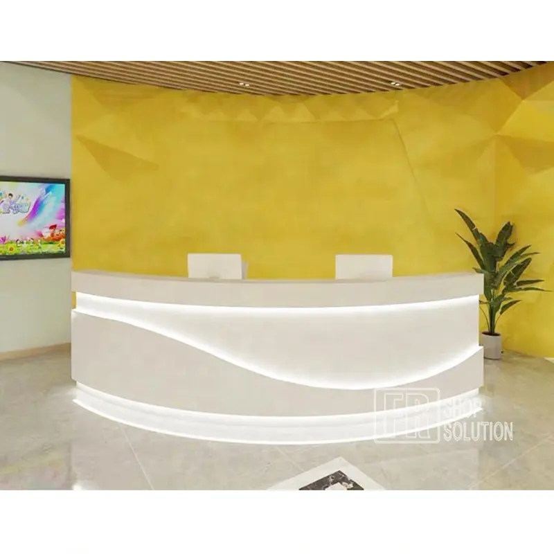 Commercial Curved LED Reception Counter Office Front Desk Beauty Salon Spa Clinic Reception Desk
