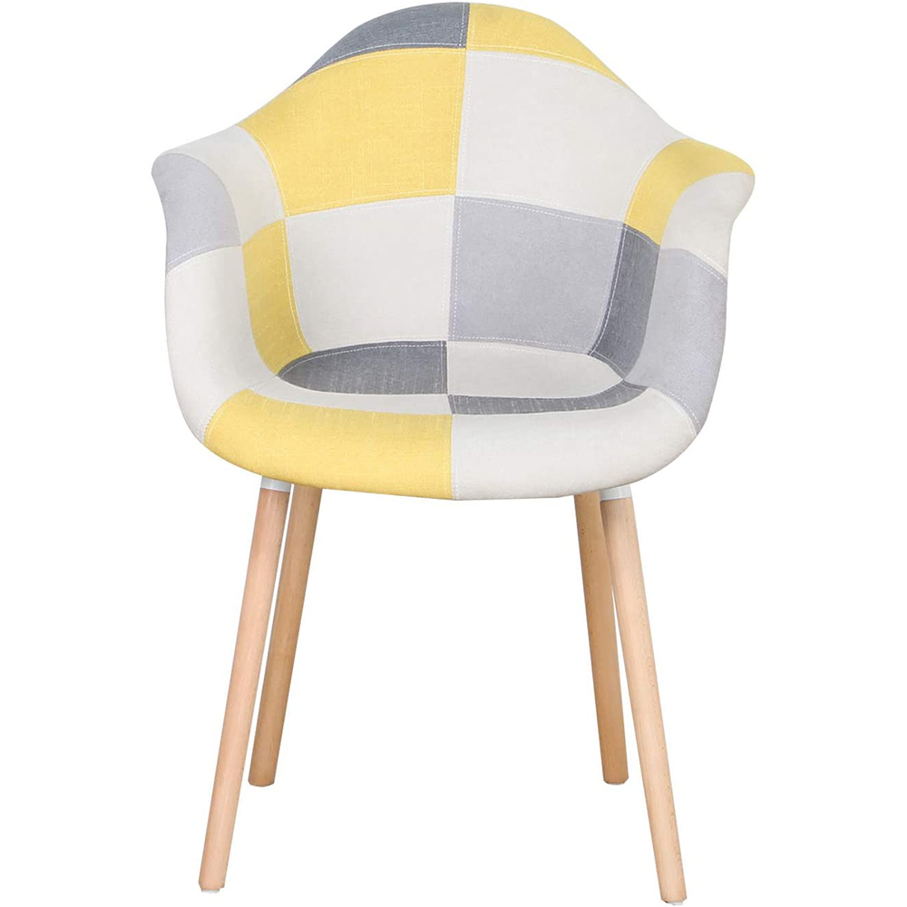 Factory Wholesale Modern Custom Cover Patchwork Beech Legs Dining Chairs Fabric Dining Chair In Wood Legs