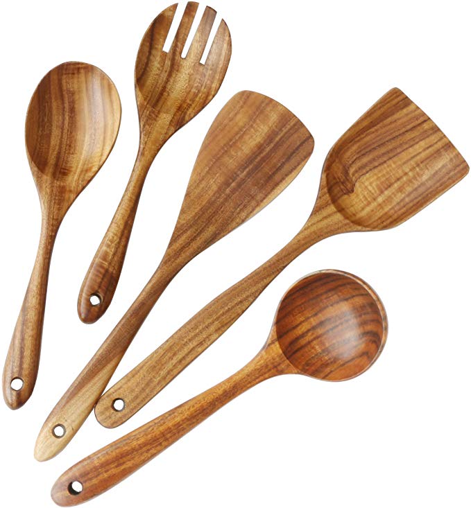 Soup Bulk Cheap Cook Utensil Spoon Combohome Natural Teak Wood Wooden Cooking Spoons Tools Utensils Set For Kitchen