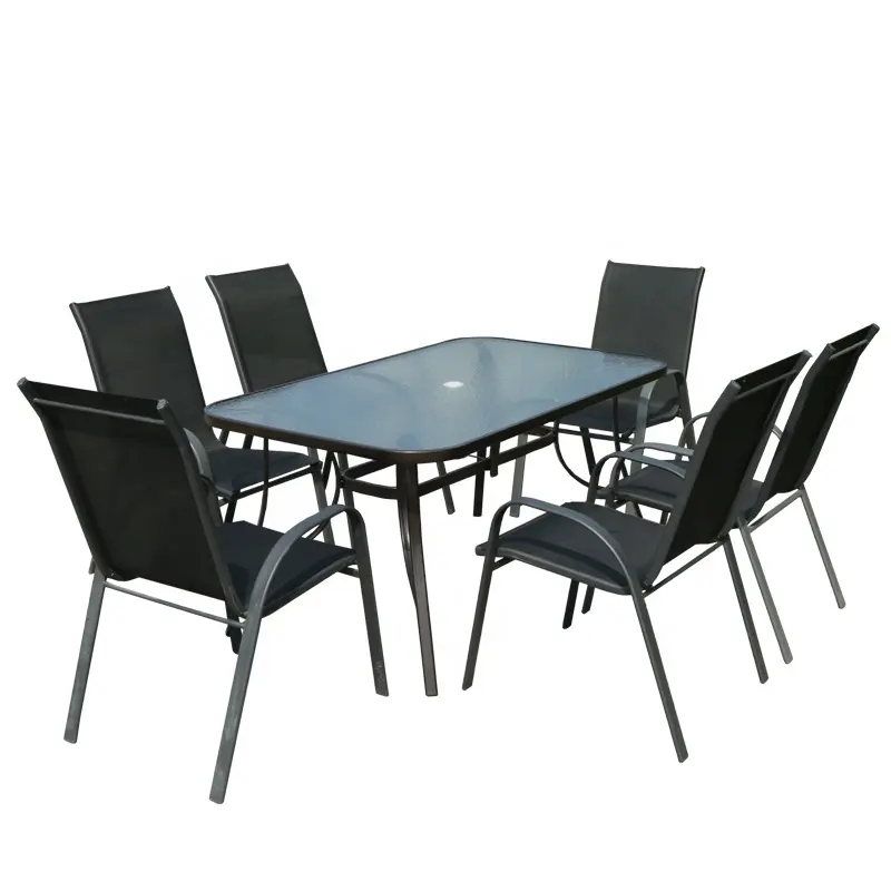 Factory Delivery Dining Chair Square Table 6Seater Waterproof Table Patio Outdoor Furniture 7Pcs Garden Set