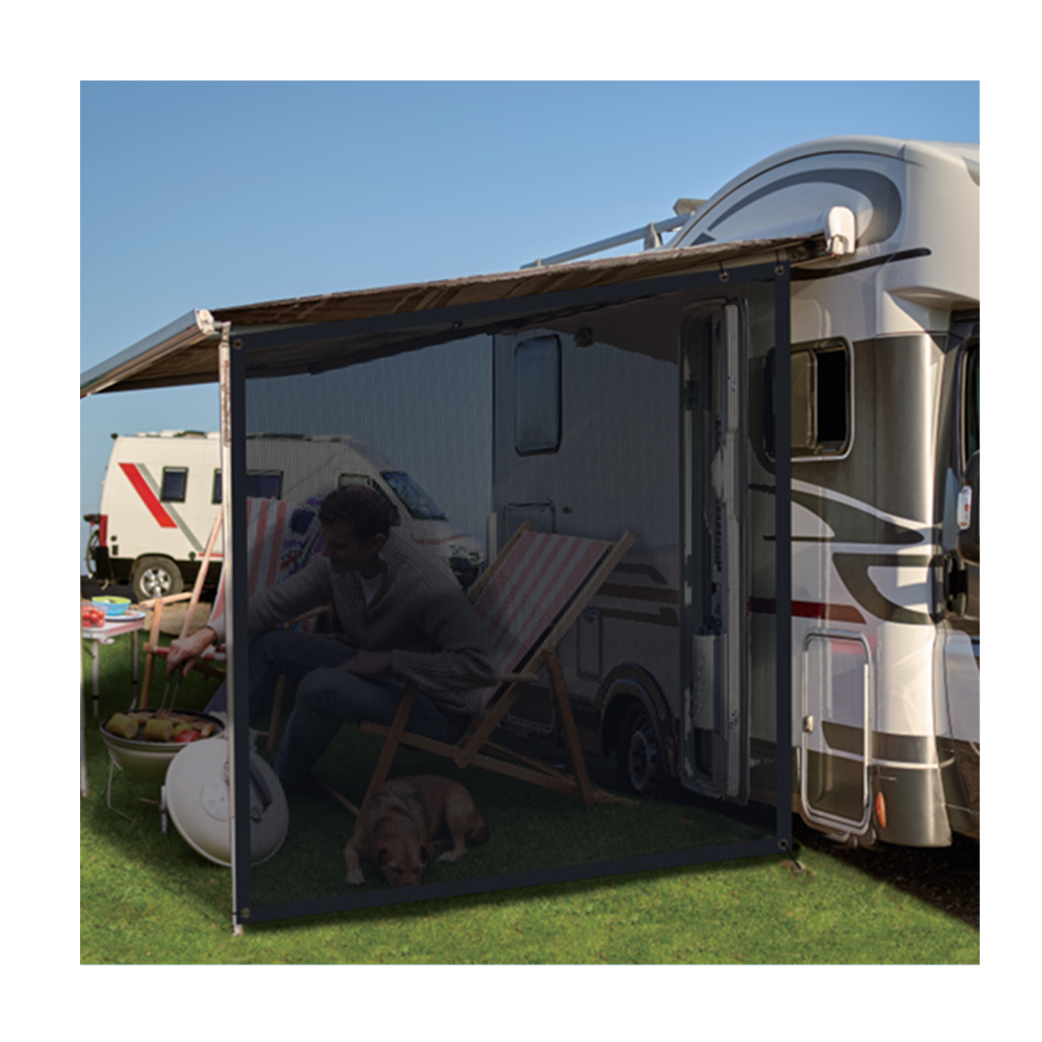 Горячая Распродажа черный сетчатый солнцезащитный экран 9 'x7' RV Тент боковой тент для кемпинга прицепа навес УФ Солнцезащитный блокировщик полный комплект