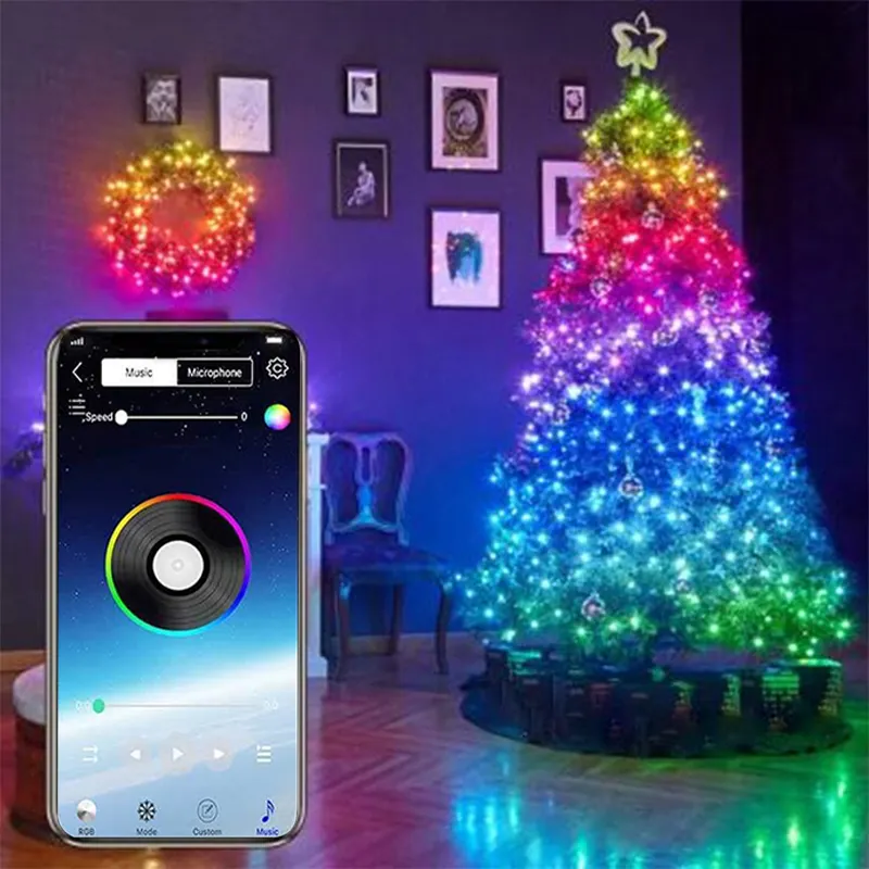 USB LED Bluetooth App Control Copper Wire String Lamp Waterproof Outdoor Fairy Decoration Twinkly Smart Christmas Tree Lights