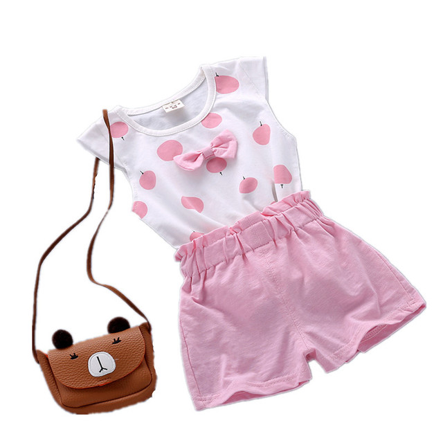 High quality children's cotton short-sleeved suit baby girl summer dress 1-4 years old baby clothes