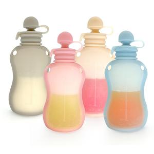 Squeeze Reusable Silicone Washable Freezer Food Fruit Puree Milk Baby Feeder Yummy Bag Bottle Storage Pouch Baby Food Pouch