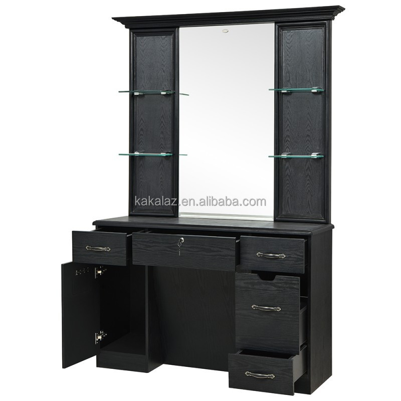 biggest mirror make up salon cheap men barbershop mirror wooden mirror station for salon equipment