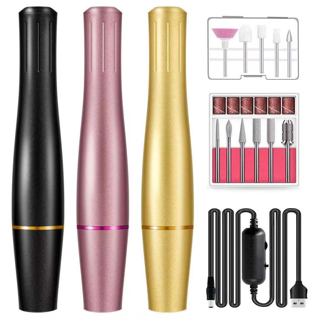USB Charge 15500 rpm 11 Nail Drill Bits Set Profesional Portable Electric Nail Drill Machine