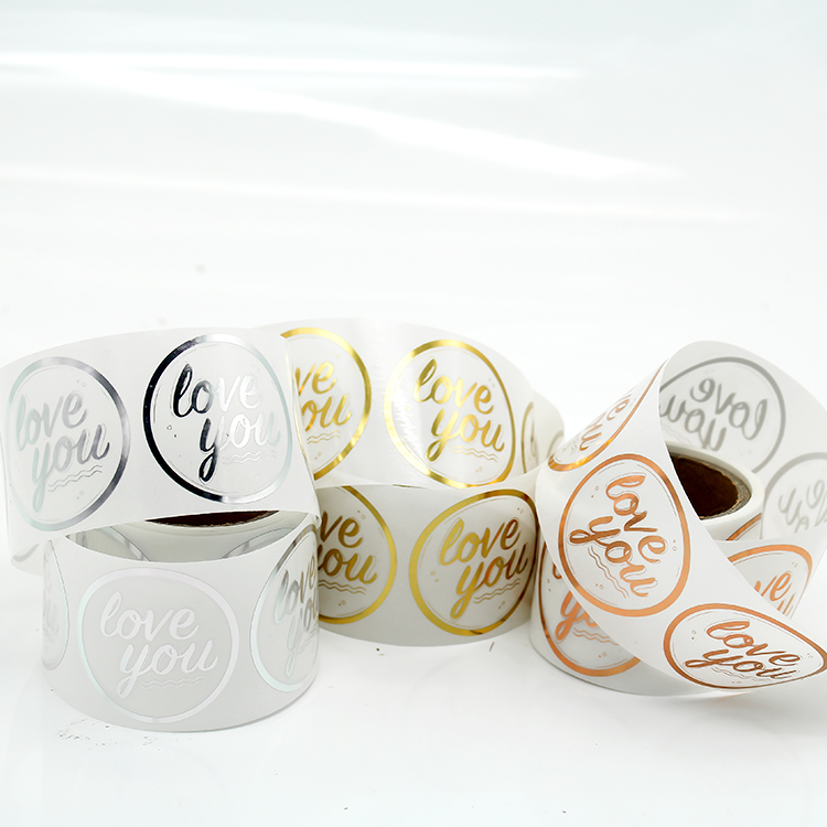 Custom Roll Transparent Sticker Rose Gold Foil Packaging Thank You Sticker Label