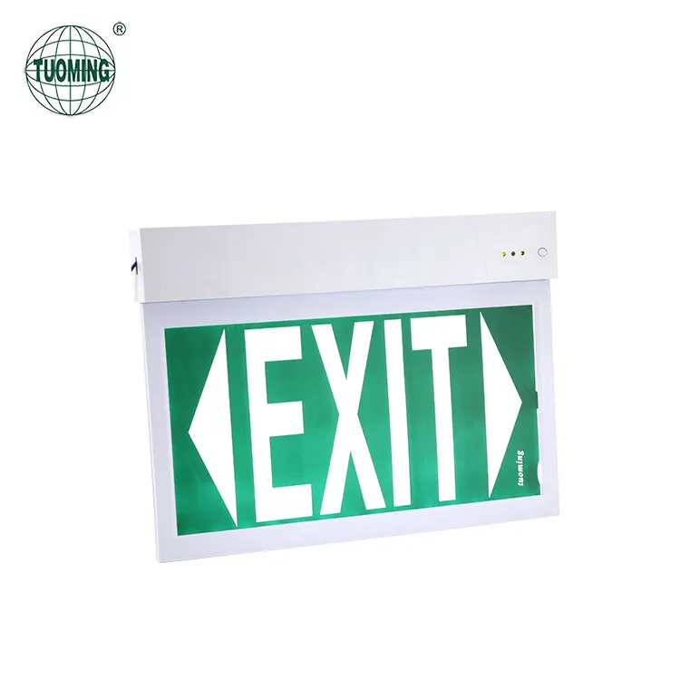 Office Hospital Apartment SAA CE Wall Mounted Safety Rechargeable Led Fire Exit Sign Emergency Light