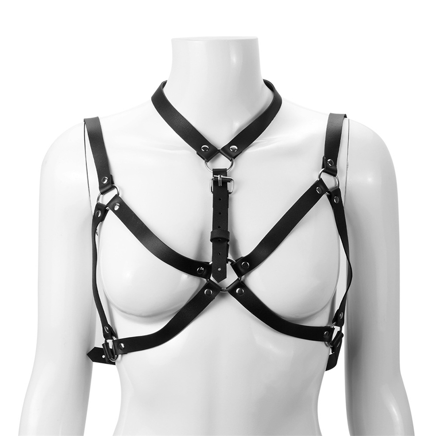 Leather Chest Harness Women Sex Lingerie Harness Body Erotic Sexy Toys Suspender Bra Cage Waist Wide Strap bdsm Bondage Fetish