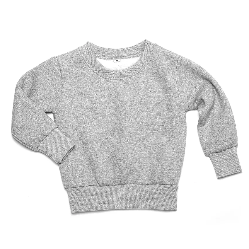 Custom Logo Baby Boys Girls Clothes for Autumn New Children Winter Solid Grey Black Pullover Kids Fleece Sweatshirts