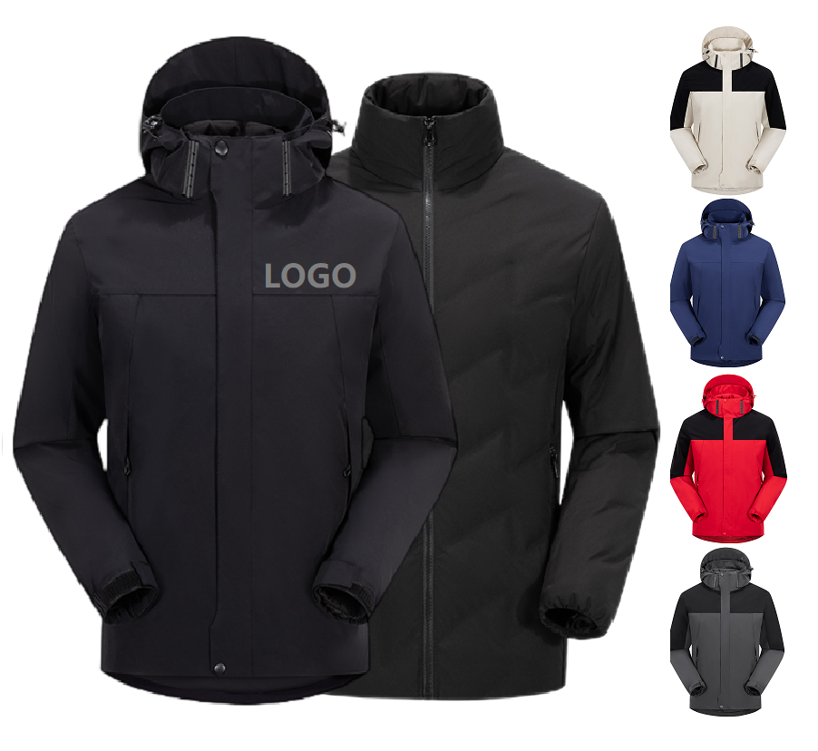 Men's Winter Skiing Jacket 3 in 1 Waterproof Warm Duck Padding Liner Coat Hooded Puffer Insulated Custom Windstopper Down Jacket
