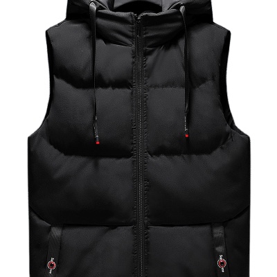 Korean Style Autumn Cotton Vest Men Thick Handsome Hooded Vest