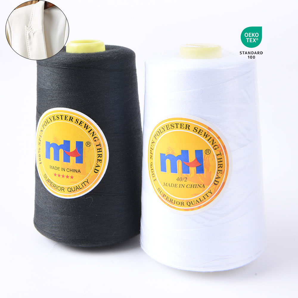 Sewing Thread 40/2 5000yds MH Factory Wholesale 100% Spun Polyester Dyed and Raw Material for Garment Sewing Supplies