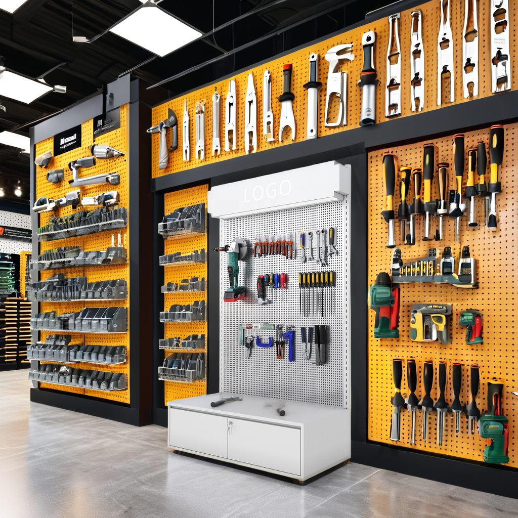 Adjustable Lockable Metal Pegboard Hanging accessories Manufacturer Tools Display Rack for Hardware Store