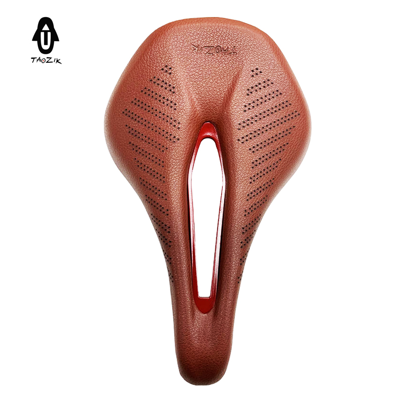 TAOZIK T-165  Classic Design Memory Sponge Leather Rail Microfiber 165 mm  Breathable  Bicycle Saddle