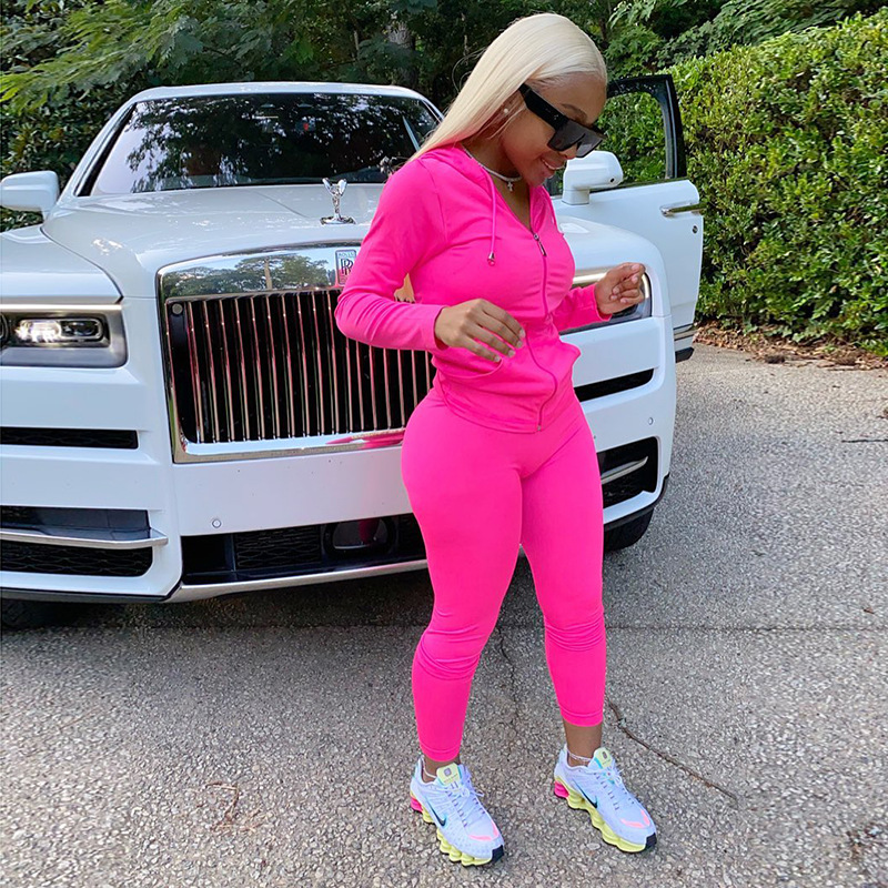 MXN Hot style new zipper front hoodies casual tracksuits jogger outfits two piece pant set 2020 fall fashion