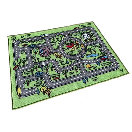 DONGWO Soft Large Size Kids Rug Play Mat, City Life Great for Playing with Cars for Bedroom Playroom City Traffic Carpet