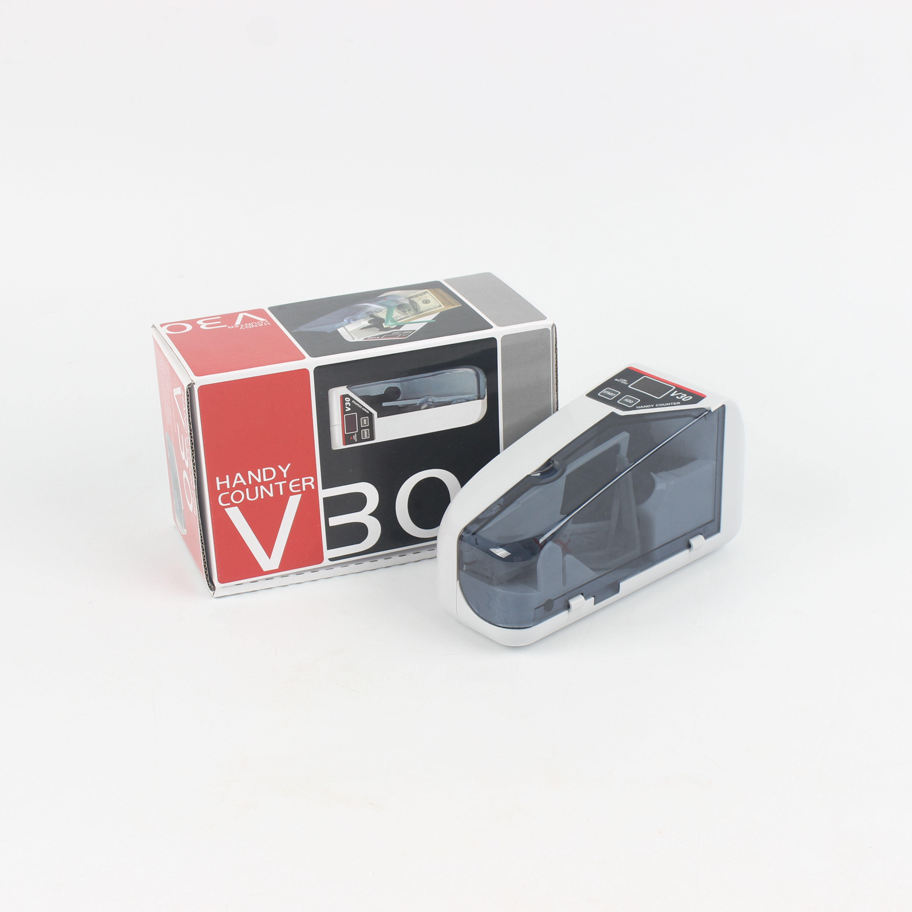 Портативный Компактный счетчик купюр в долларах V30, счетчик купюр с несколькими валютами, адаптер с питанием от батареи