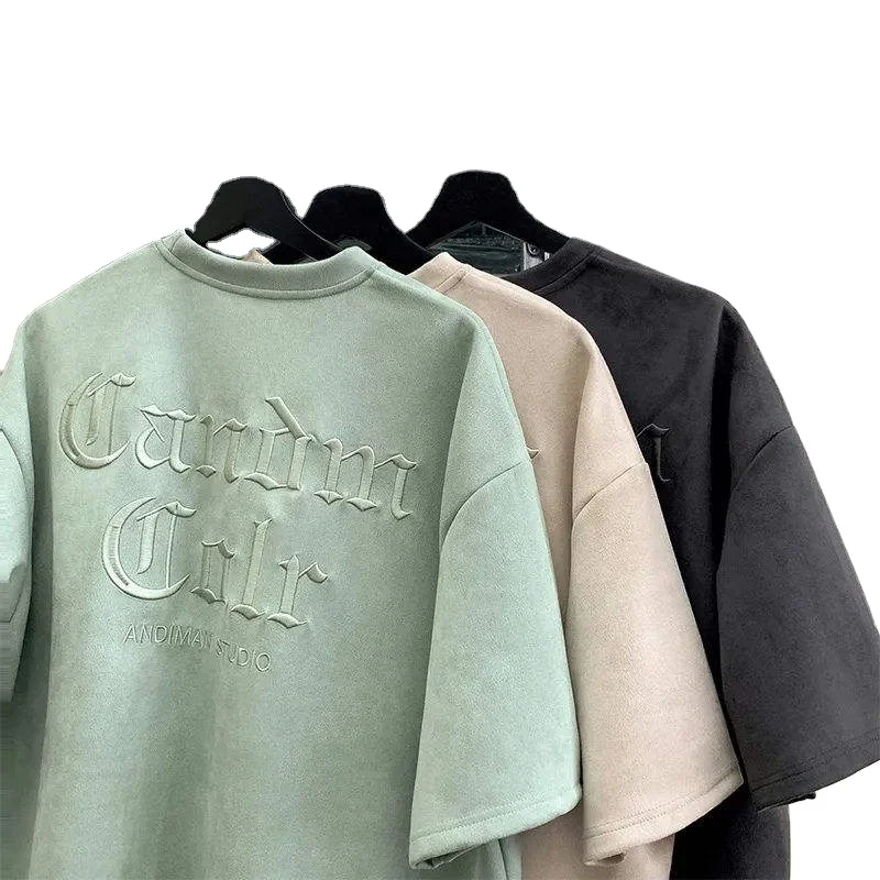 Embroidery Factory Wholesale Custom Thick Collar Stock Cotton Tshirt White Solid Box Blank Tee Men Black Boxy Fit T Shirt