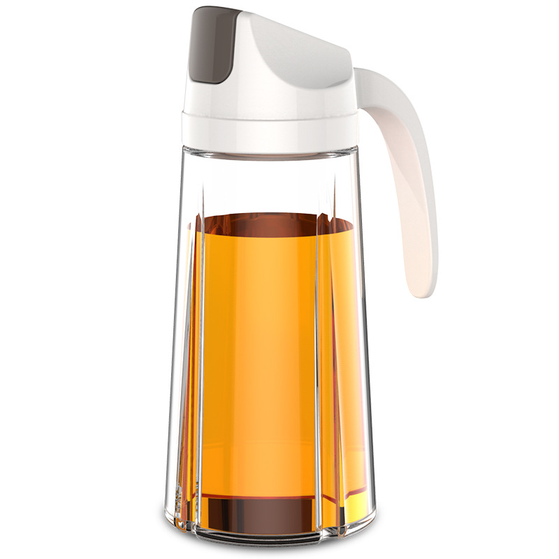 Glass oil bottle household leak proof oil bottle kitchen automatic opening and closing with lid seasoning bottle Oil Vinegar Bot