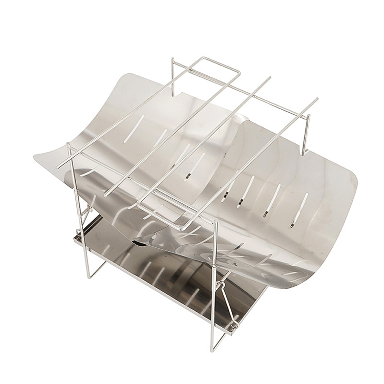 304 Stainless Steel Lightweight Portable Picnic Foldable Wood Fire Stove for Outdoor Camping BBQ Fishing