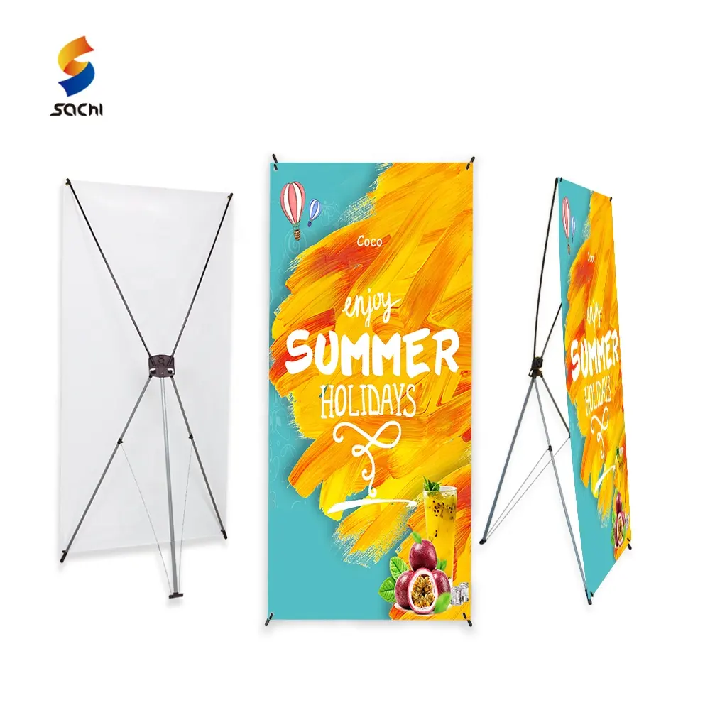 Custom digital banner with stand advertising display adjust x banner stand 60x160cm 80x180cm retractable x frame banner