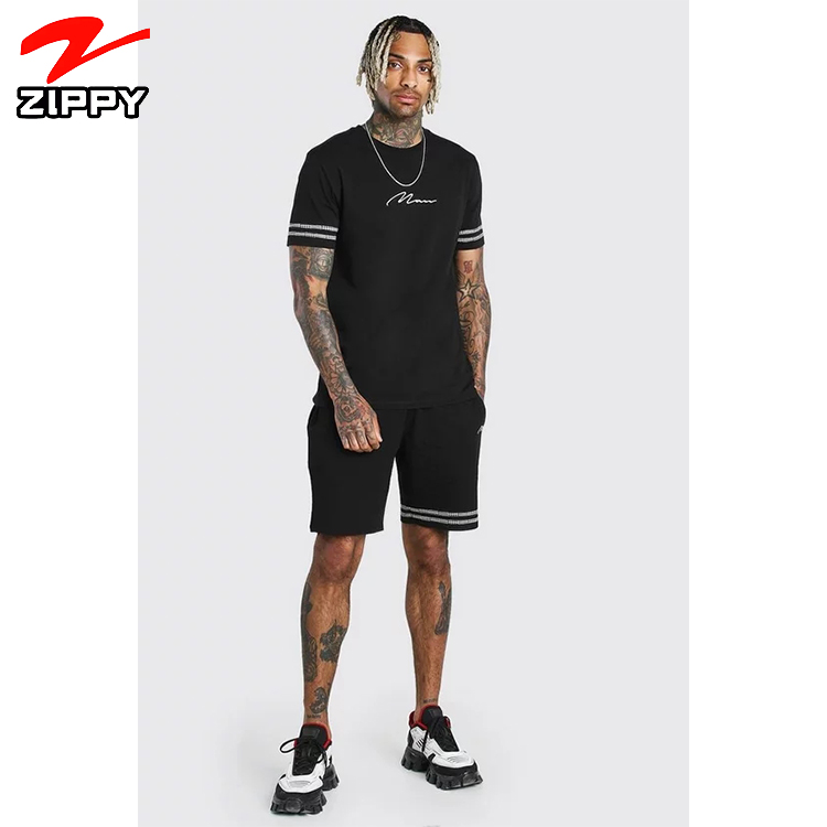 2021 Plain wholesale t shirts short set sweat 2 piece set mens t shirt and shorts sets washed oversize 100% cotton men tshirt