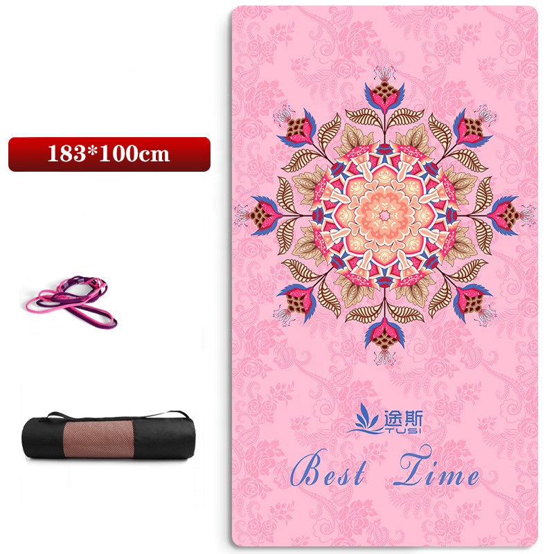 custom thicken 8mm widen 183*100cm eco friendly TPE yoga mat Suede printed for exercise yoga gym mat with bag