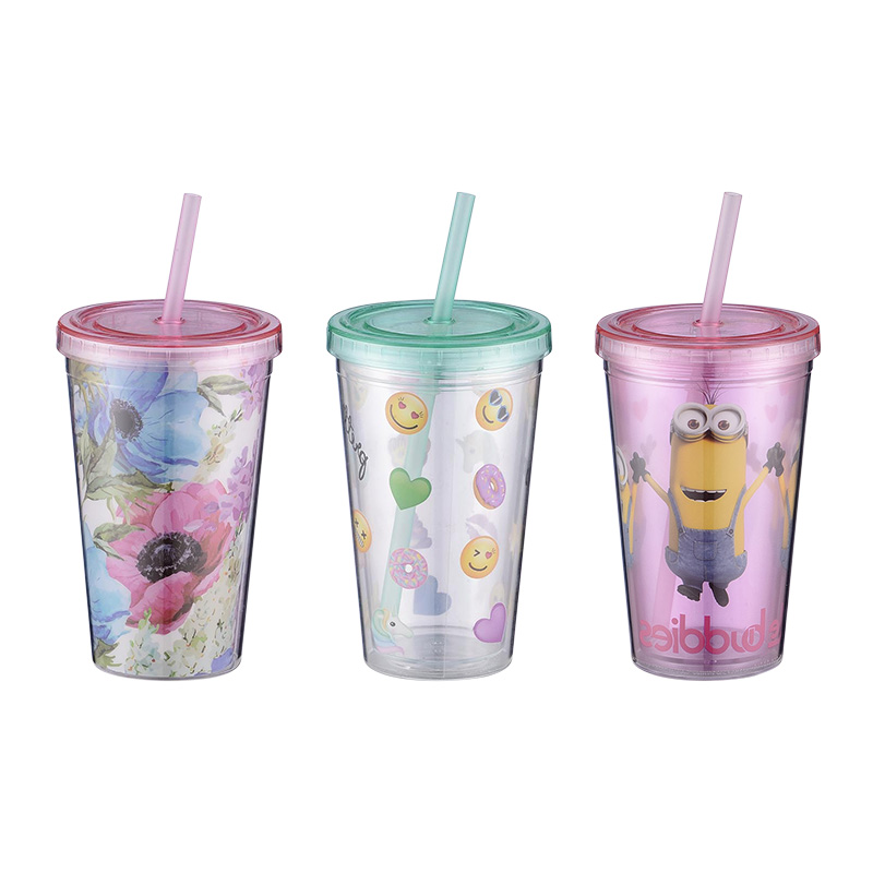 New Design Colorful Skinny Tumbler Plastic Cup Double Wall Tumbler Cups Wholesale Plastic Water Bottles With Lid And Straw
