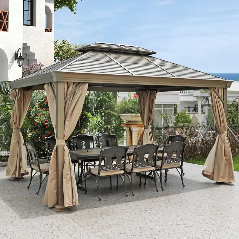 2022 Hot-selling 300*300 CM Galvanized Roof Top Pavilion Aluminium Tent With Gauze Curtain For Outdoor Garden