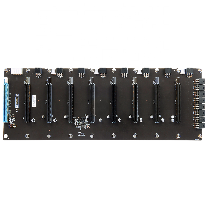 Riserless mining motherboard 8 GPU Bitcoin Crypto Etherum Mining Support 1066/1333/1600MHz for BTC/ETH/ZEC Mining